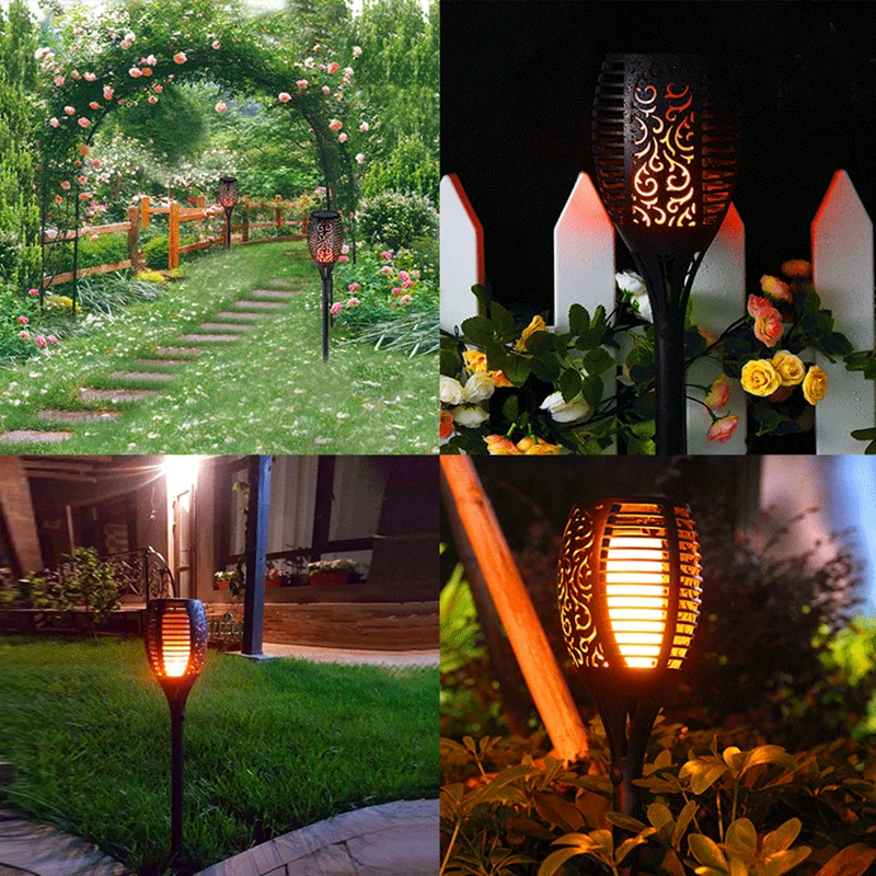 Solar Light Control Flame Dance Outdoor Waterproof 33 LED Garden Torch Lamp for Courtyard Balcony | Лампы и освещение