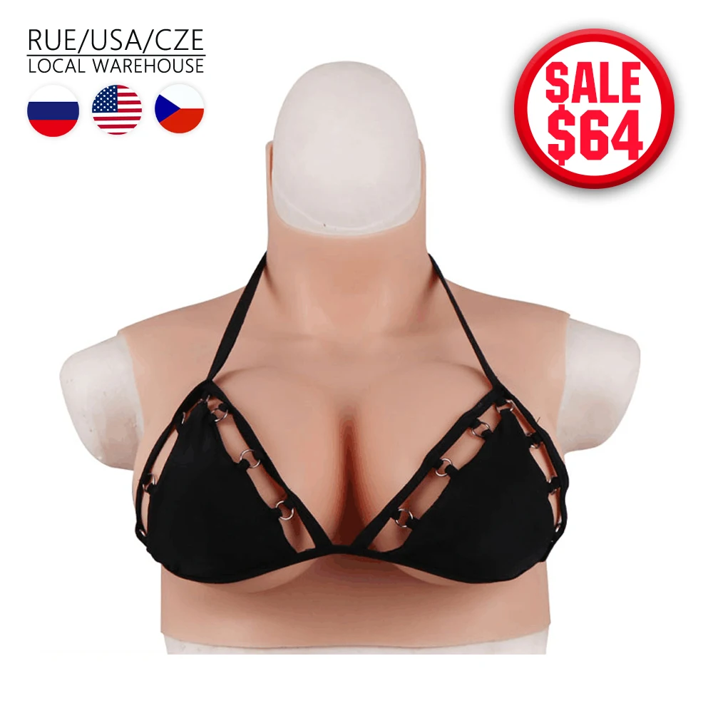 Реалистичная силиконовая грудь с высоким воротником искусственная усилитель