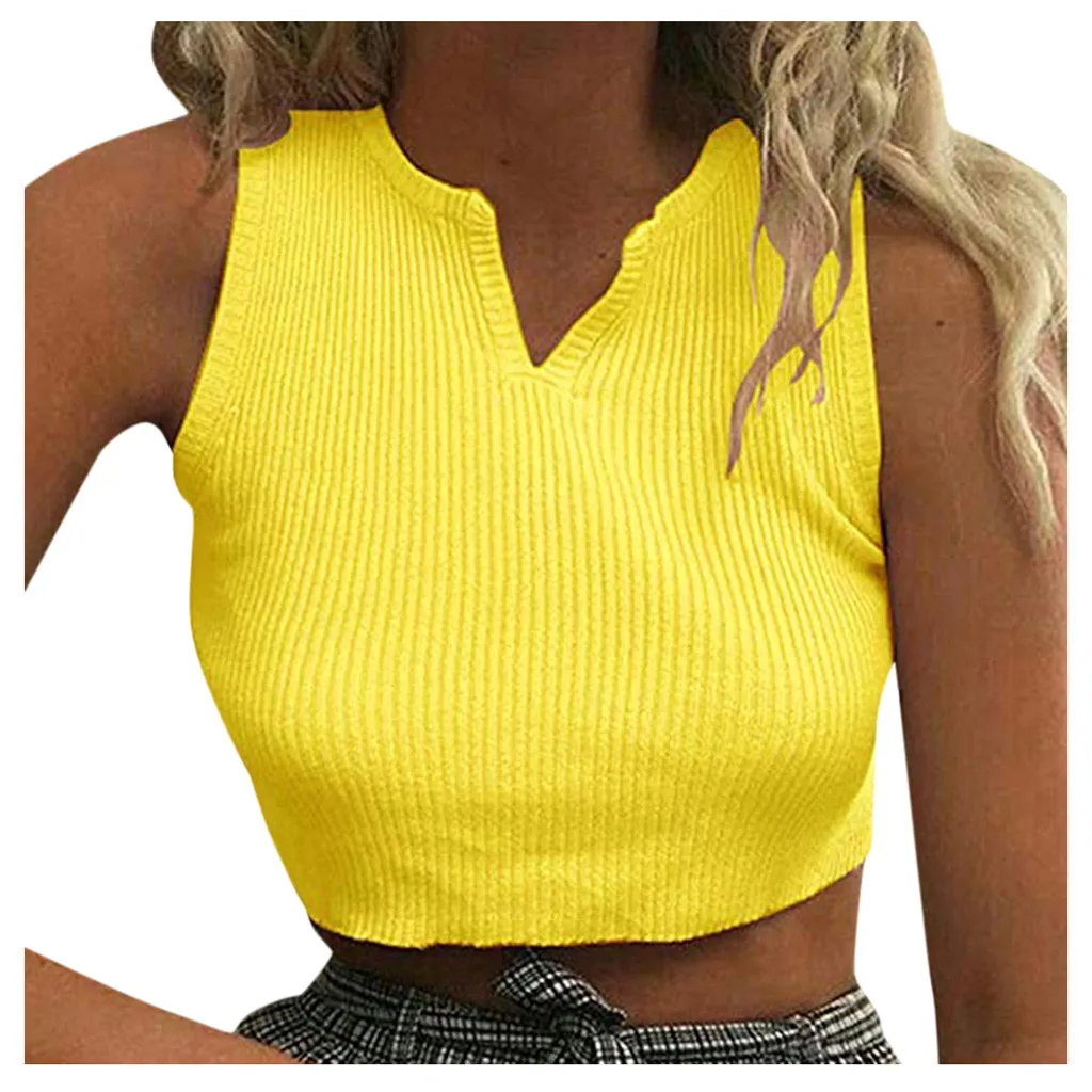 Неоновый женский сексуальный Повседневный Топ без рукавов летний укороченный