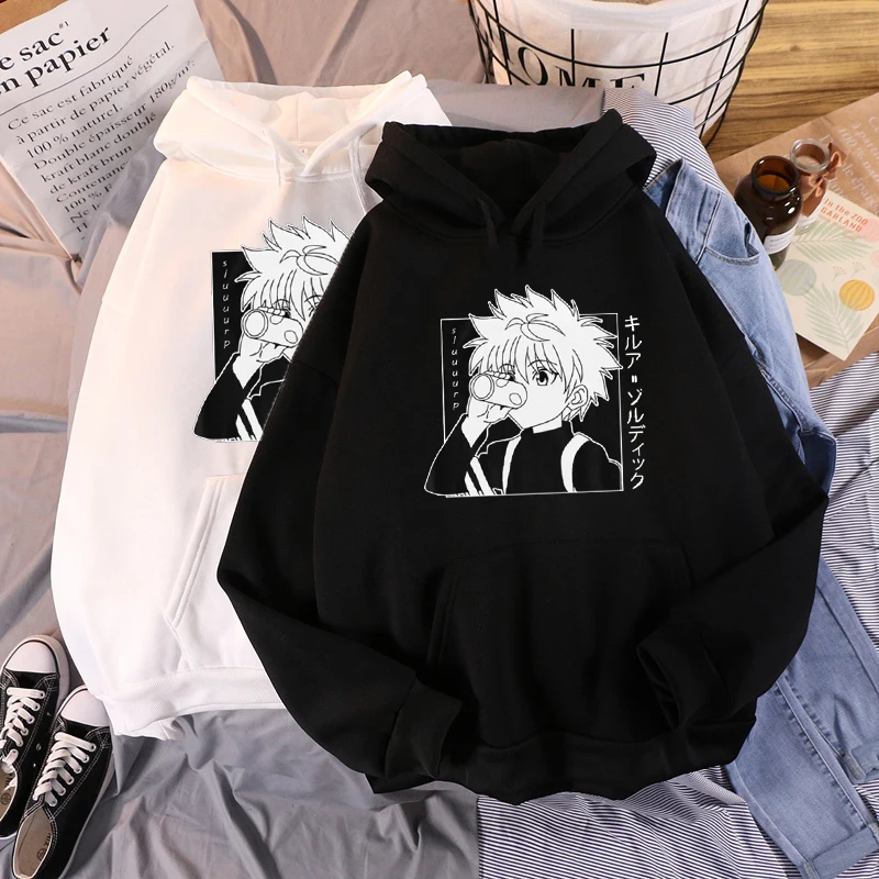 Кавайные толстовки Hunter X Свитшот Killua Zoldyck Аниме Манга черные Bluzy топы одежда |