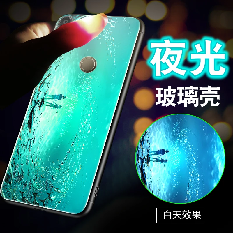Для xiaomi redmi note 8T чехол Роскошный светящийся жесткий закаленное стекло защитный на