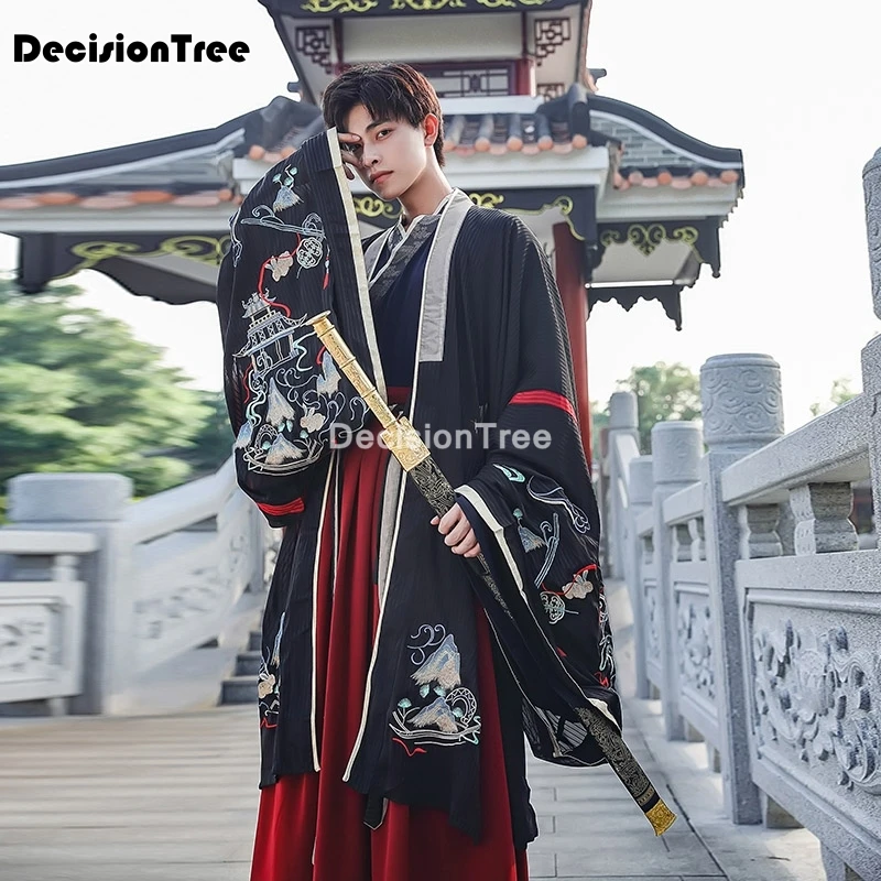 

2022 hanfu men chinese ancient outfit gradation gray hanfu adult male carnival cosplay costume fancy dress for men