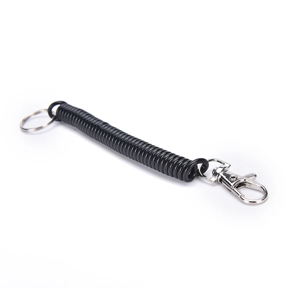 

2PCs Elastic Spring Rope Key Chains Silver Color Metal Carabiner Anti-lost Phone Spring Keychain
