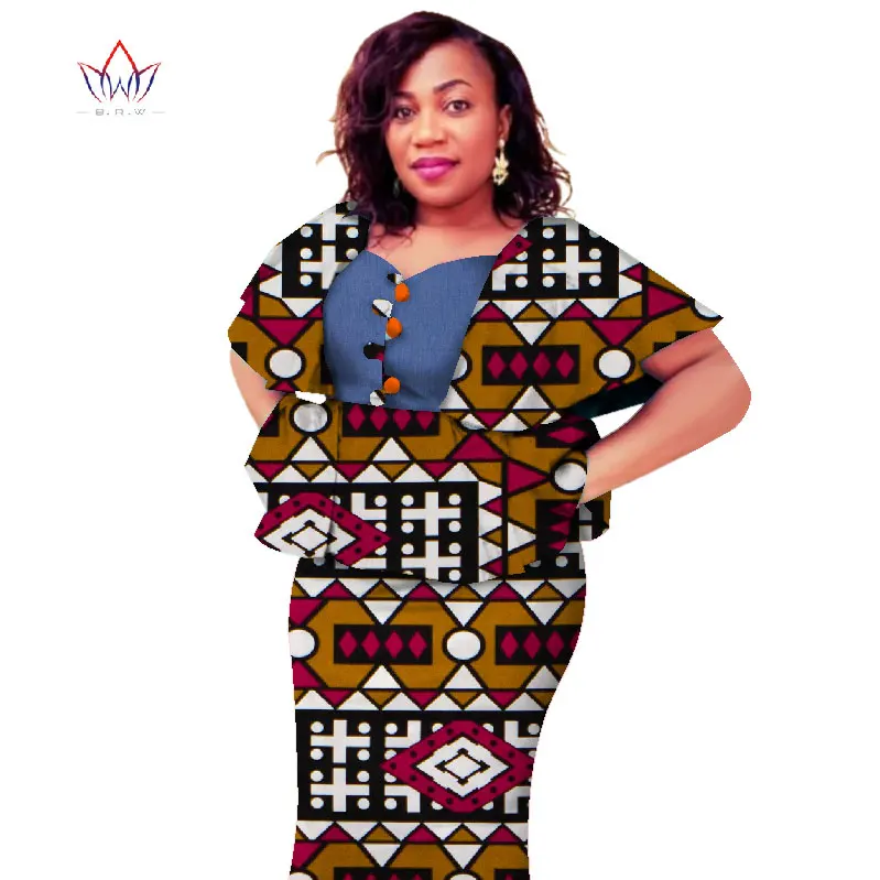 Платье в стиле Дашики длинное с треугольным вырезом размеры 5xl 6xl WY2693|skirt set|2 piece