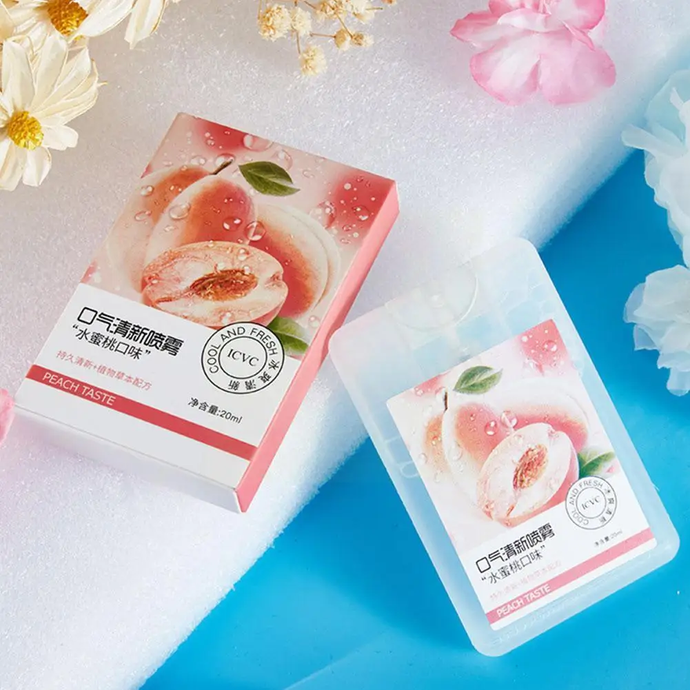 

20ml New Mint Peach Flavor Fruity Breath Refreshing Spray Long Lasting Mouth Mint Freshener Spray Female Breath Perfume H0R5