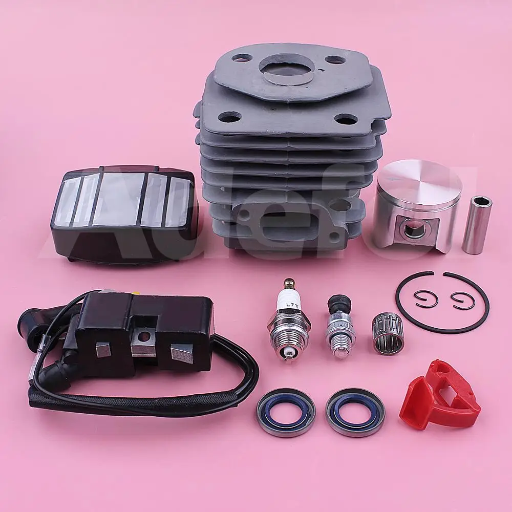 47mm Cylinder Piston Ignition Coil Kit For Husqvarna 359 357 357XP Chainsaw 537157302, 537162204 w Oil Seal Switch Shaft