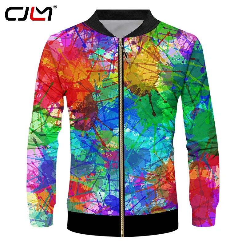 CJLM 3D Full Printing Men Colorful Ink Jacket Long Sleeve Oversized Dropshipping Streetwear Hip Hop Coat Hot | Мужская одежда
