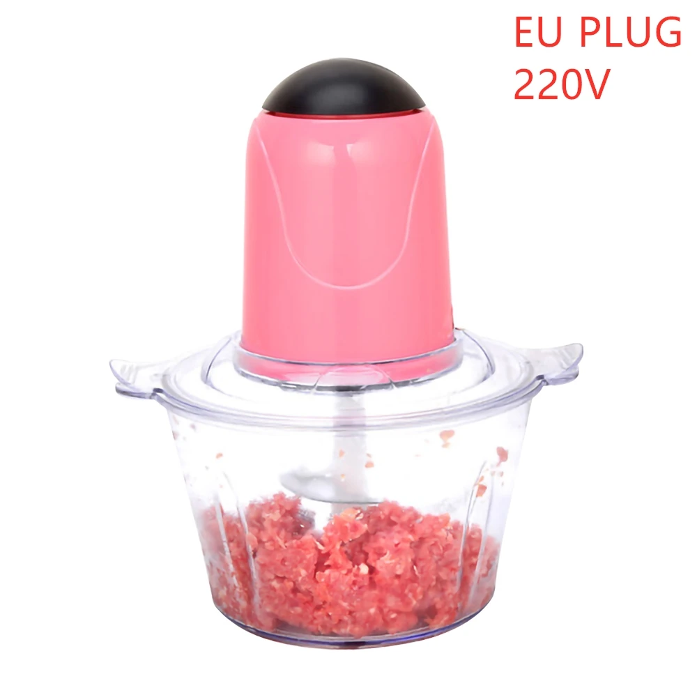pink 220V EU Plug 2Л Автоматическая мощная Мясорубка многофункциональный электрический кухонный комбайн Электрический блендер измельчитель резак для мяса EU - Цвет: pink 220V EU Plug