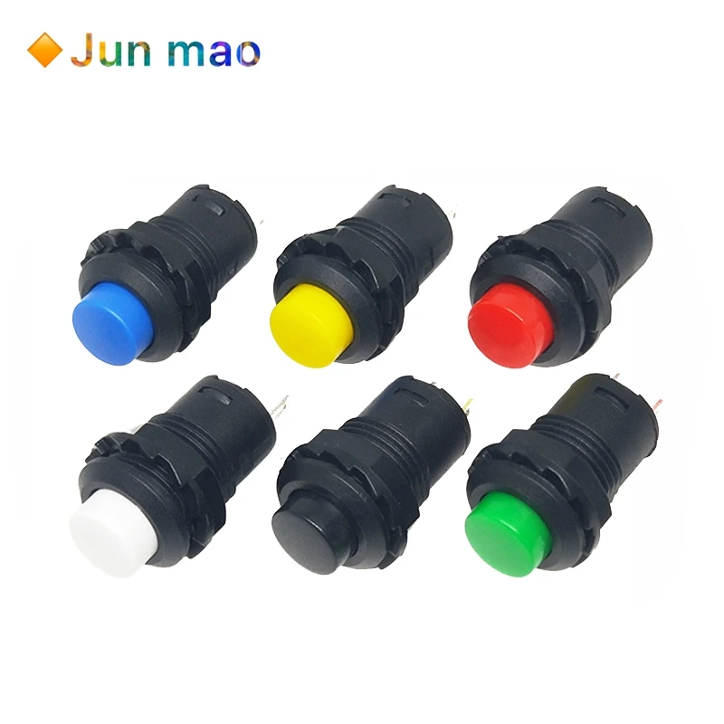 

6PCS Ds-428 / 427 round button switch with lock self lock no lock self reset button red green yellow 12mm