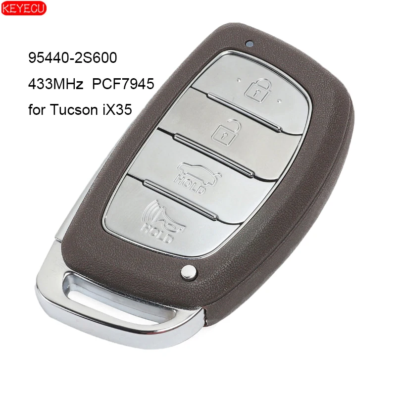 Дистанционный смарт ключ брелок KEYECU OEM 4 кнопки 433 МГц PCF7945 бесключевой доступ для