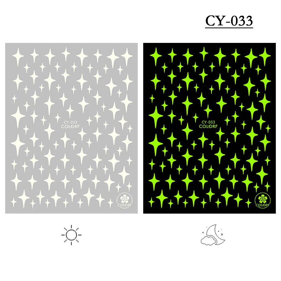 1pcs 3D Luminous Nail Stickers Flame Butterfly Star Moon Summer Design Glow in The Dark Sliders Manicure Decorations Wholesale