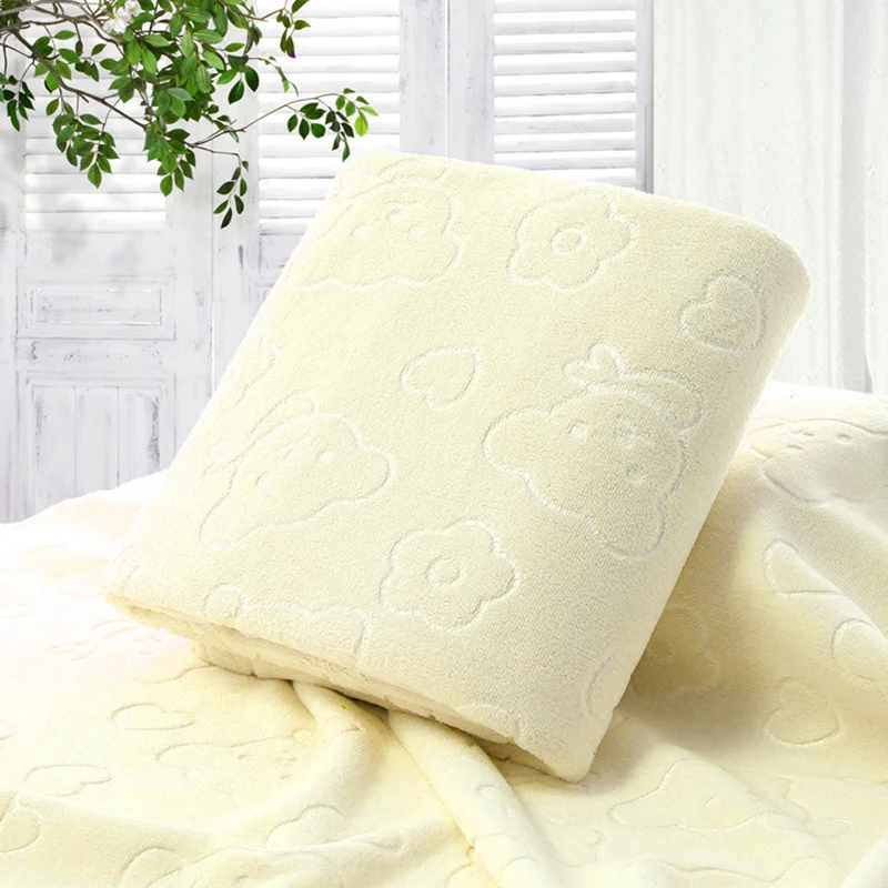

70X140CM Microfiber Quick-dry Towels Bathroom Cartoon Bear Face Towels Cotton Soft Clean Absorbent Towels Solid Color