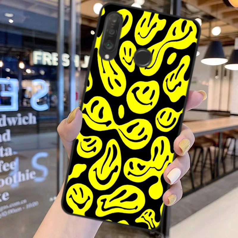 

Cool Melting Smiley Face Fashion Silicone Phone Cover Case For Huawei Mate20 Mate30 Pro Lite P20 P30 P40 Pro Lite Black Soft TPU
