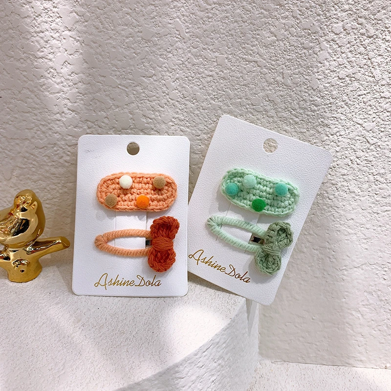 

Children's Wool Hairpin Knit Stitching Contrast Color BB Clip Headdress