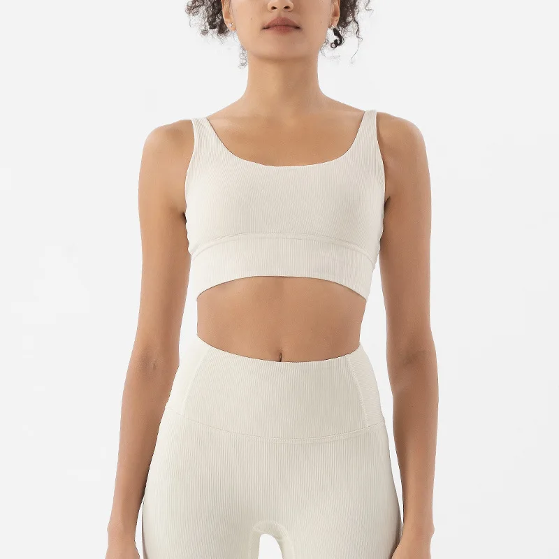 Ribbed Cotton Women Yoga Sport Bra Fitness Running Vest Sleep Underwear Padded Crop Tops Gym Top Bras Athletic Sportswear