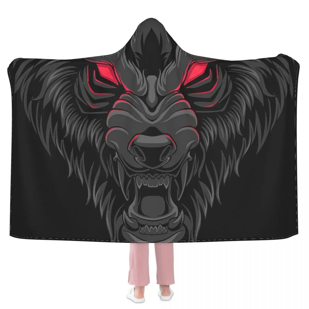 

Fenrir Wolf-символ викингов-Скандинавская мифология, одеяло с капюшоном, 3D Полноразмерное переносное одеяло, стиль для взрослых и детей