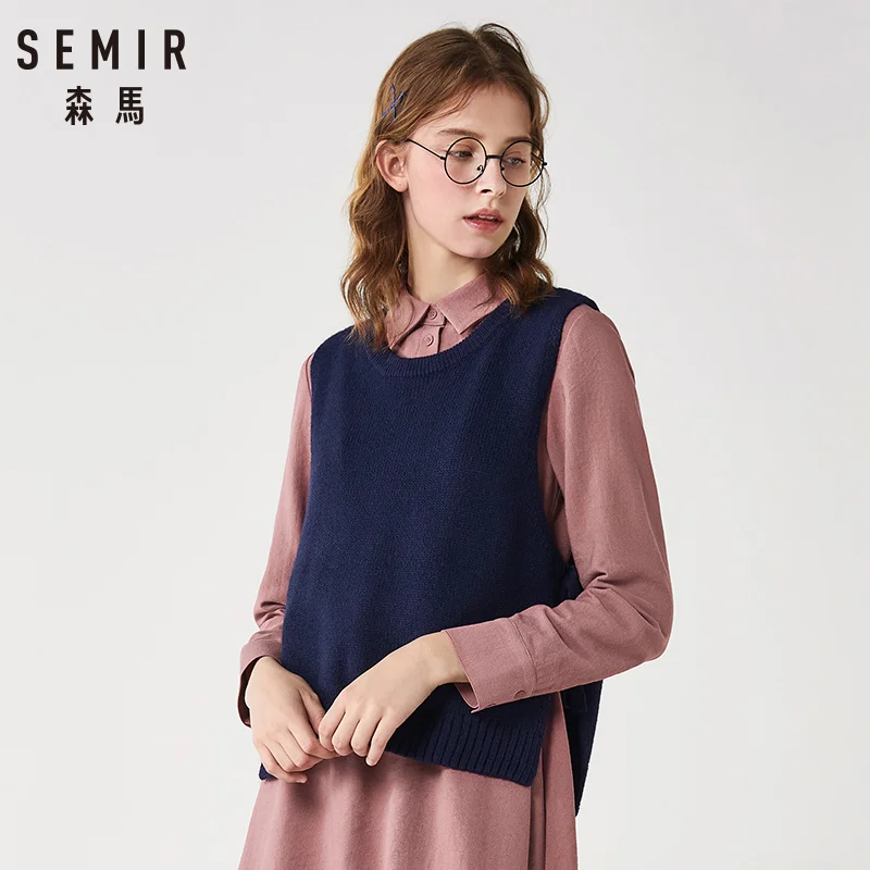 Semir Женский вязаный жилет женский зимний шикарный без рукавов Топ в Корейском