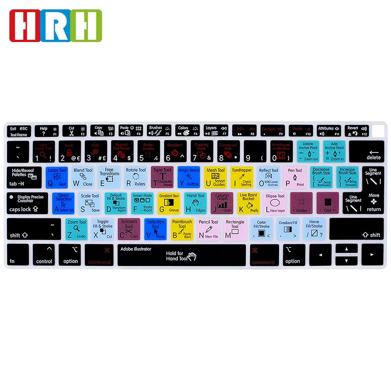 Для Adobe Illustrator ярлыки силиконовая клавиатура обложка кожа для MacBook новейший Air 13