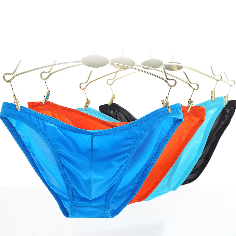 

3pcs/lot Breathable Ice Silk Briefs Mens Sexy Panties Micro Bikini Cock Pouch Underwear Male Exotic Lingerie Plus Size