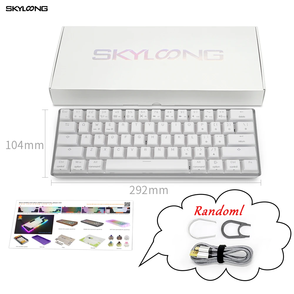 skyloong mini portable 60 gamer mechanical keyboard hot swap rgb backlit gateron yellow 3pin switch gk61 sk61 ak61 key keyboard free global shipping