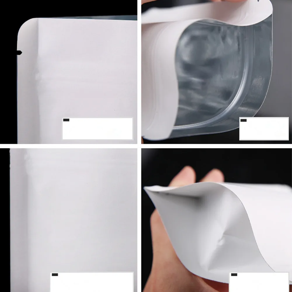 

Free ship 500Pcs/Lot White Food Packaging Zipper Mylar Bag Kraft Paper Aluminum Foil Stand Up Pouch Zip Lock Resealable 13 Sizes