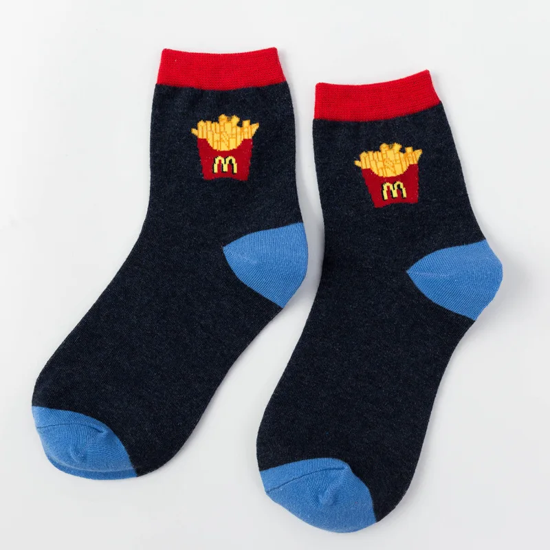 frenchfry PEONFLY, женские Веселые забавные носки, Kawaii, пицца, гамбургер, с принтом, зимние, хлопковые, модные, новинка, Harajuku носки - Цвет: frenchfry