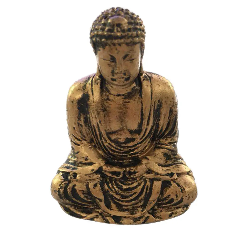 Китайская винтажная скульптура Будды миниатюрная из смолы золотого и