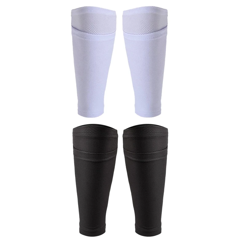 

2Pairs Soccer Shin Guard Socks Breathable Soccer Shin Guard Sleeves Shin Pads Holder for Kicking Ball Running Cycling