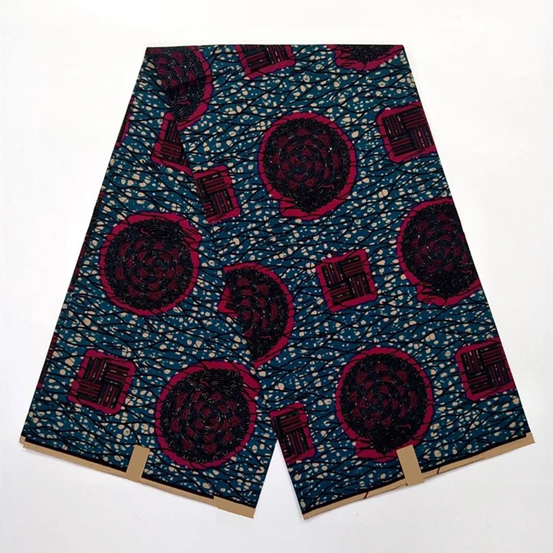 

Ткань в африканском стиле с принтом восковых блоков, настоящая Мягкая дышащая 100% хлопчатобумажная восковая Ткань 6 ярдов/шт. Для вечернего п...