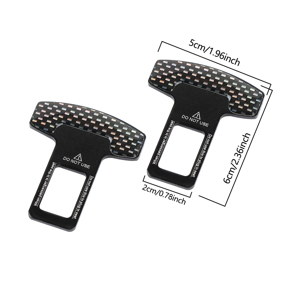 

2 PCS Car Safety Belt Buckles Carbon Fiber Seat Alarm Canceler Stopper Plug Buckle Seat Belt Clip Safety Belt Extender