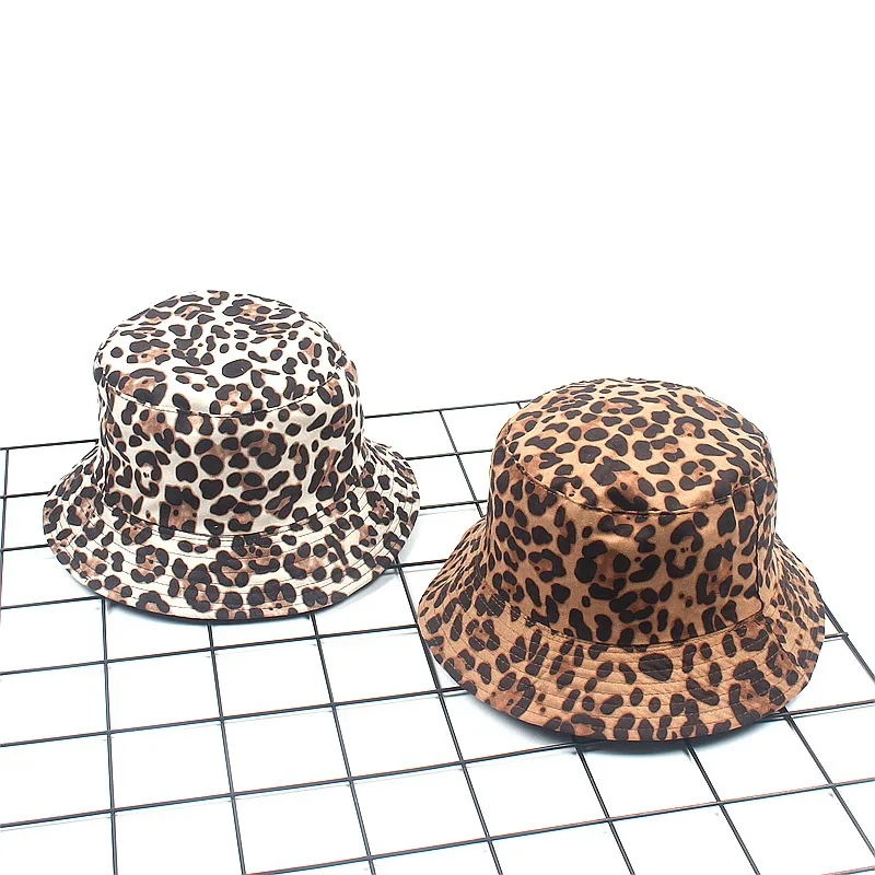 

2021 Leopard Print Bucket Hat Reversible Fisherman Hat Outdoor Travel Panama Hat Sun Cap Hats For Men and Women