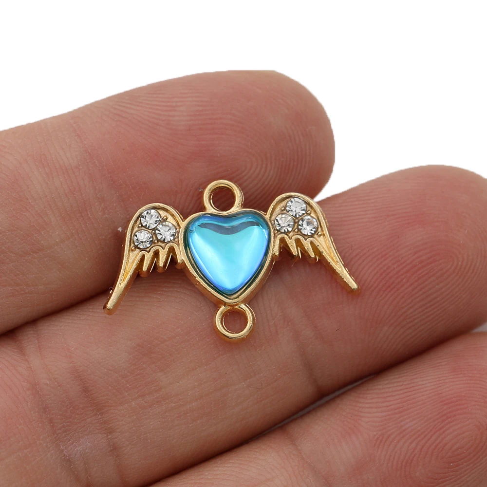 5Pcs Gold Plated Opal Angel Wings Charm Connector for Jewelry Making Earrings Bracelet Finding DIY Accessories 25x13mm - купить по