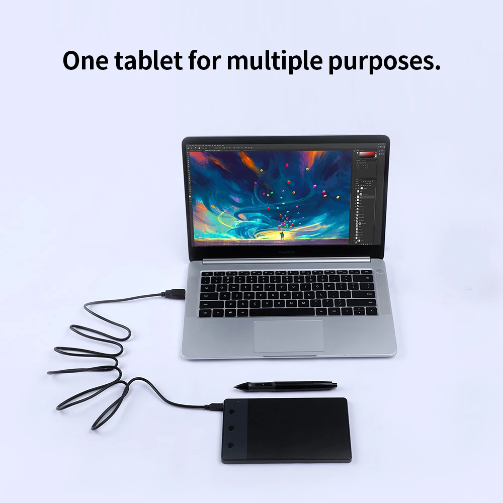 Графический планшет Huion H420 профессиональный цифровой для рисования с 3 горячими