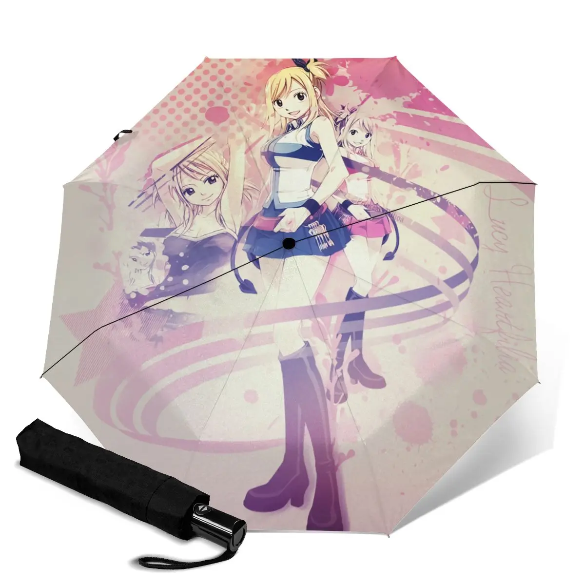 

Классический ветрозащитный зонт HUAZI, на 2 человек, 3 сложения, 8 костей, с анимацией, сказочный художественный, уличный