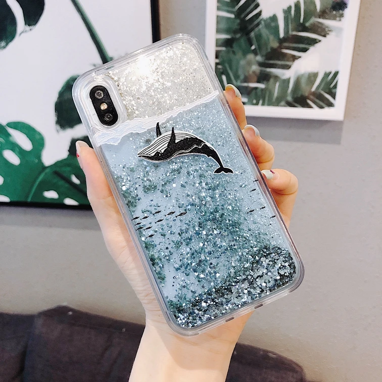 Чехол для iPhone 8, 7, 6, 6s plus, чехол с изображением моряка Луны для девочек, стильный Кристальный зыбучий песок, чехол для iPhone XS Max X XR, жидкий блестящий чехол - Цвет: 22