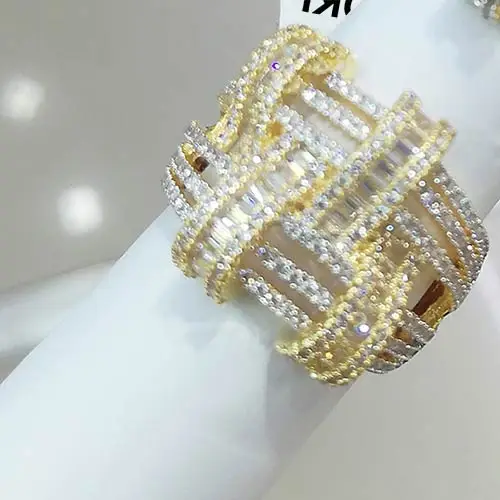 Bicolor GODKI Trendy Cross Geometry Cubic Zirconia Stacks Rings for Women Finger Rings Beads Charm Ring Bohemian Beach Jewelry - Цвет основного камня: Bicolor