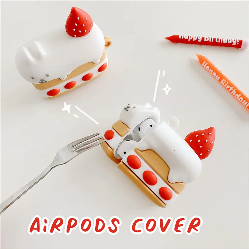 

For Airpods Pro 3 Earpods Case for Apple Airpods 1 2 3D Cat Wireless Earphone Headset Soft silicone Cute cake Anti-knock Cover