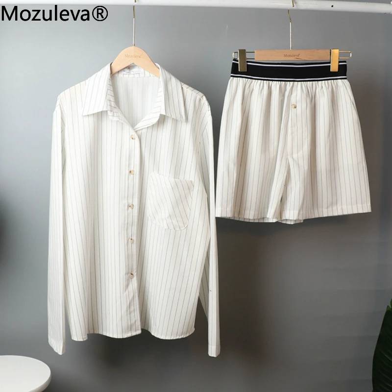 Mozuleva Women's Summer Two-piece Home Suit for Spring / Autumn Thin Long-sleeved Cotton Pants Pajamas Women | Женская одежда