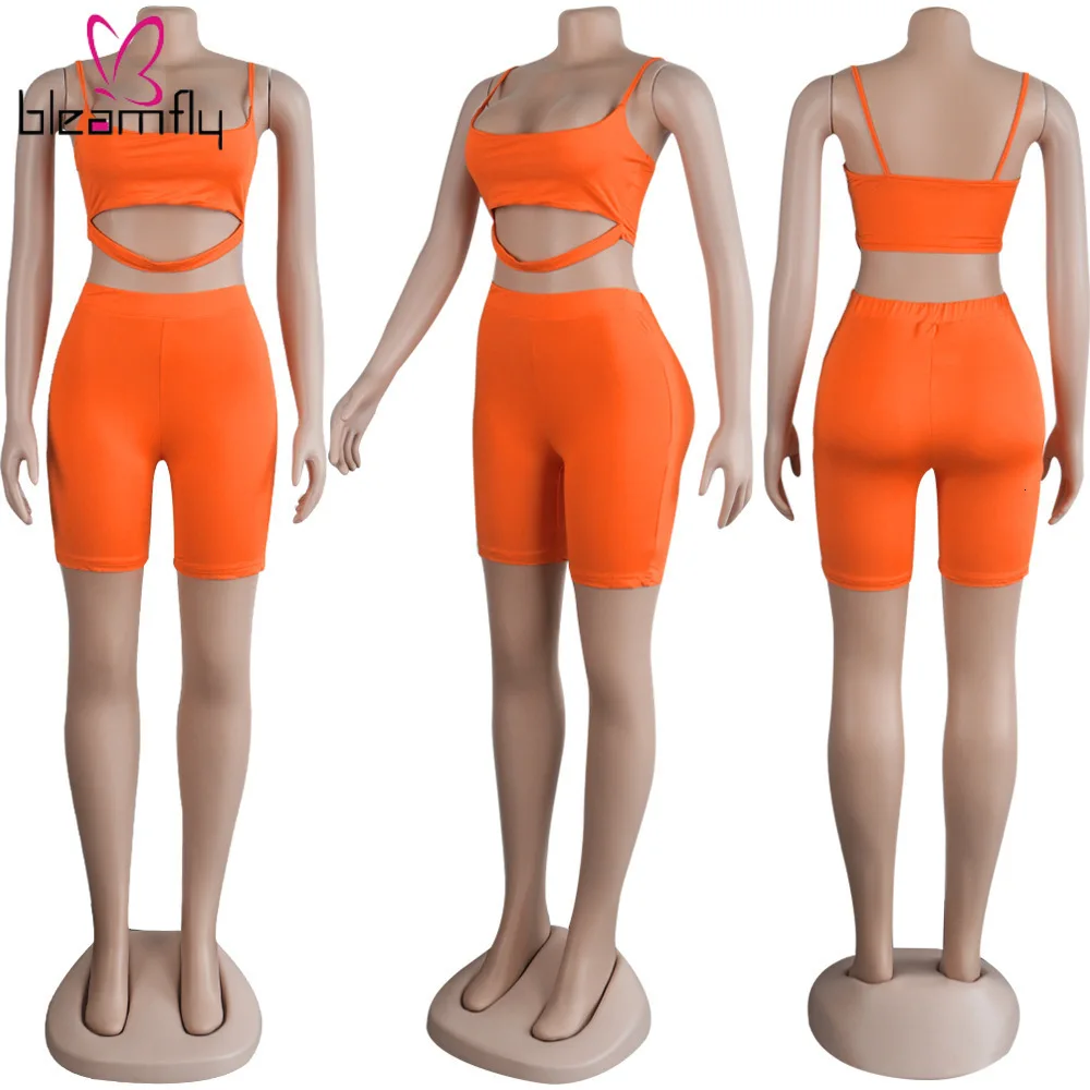Новинка Женский однотонный топ на бретелях выше колена штаны шорты костюм