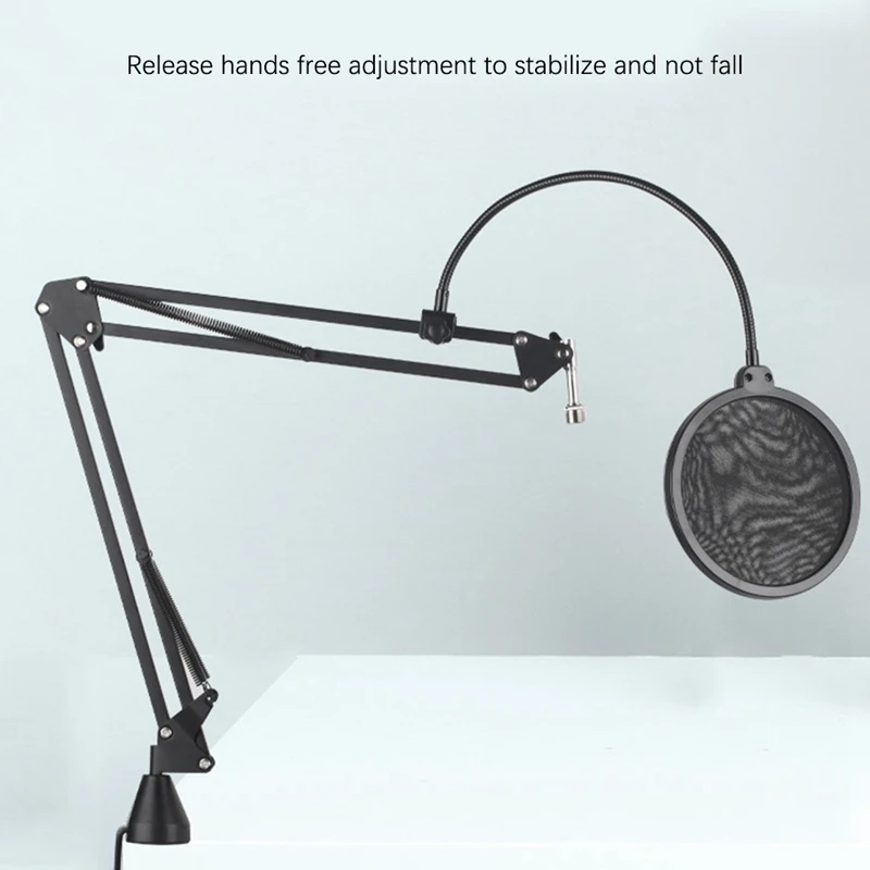 Microphone Holder Adjustable Metal Suspension Arm Scissor with Mounting Clip | Электроника