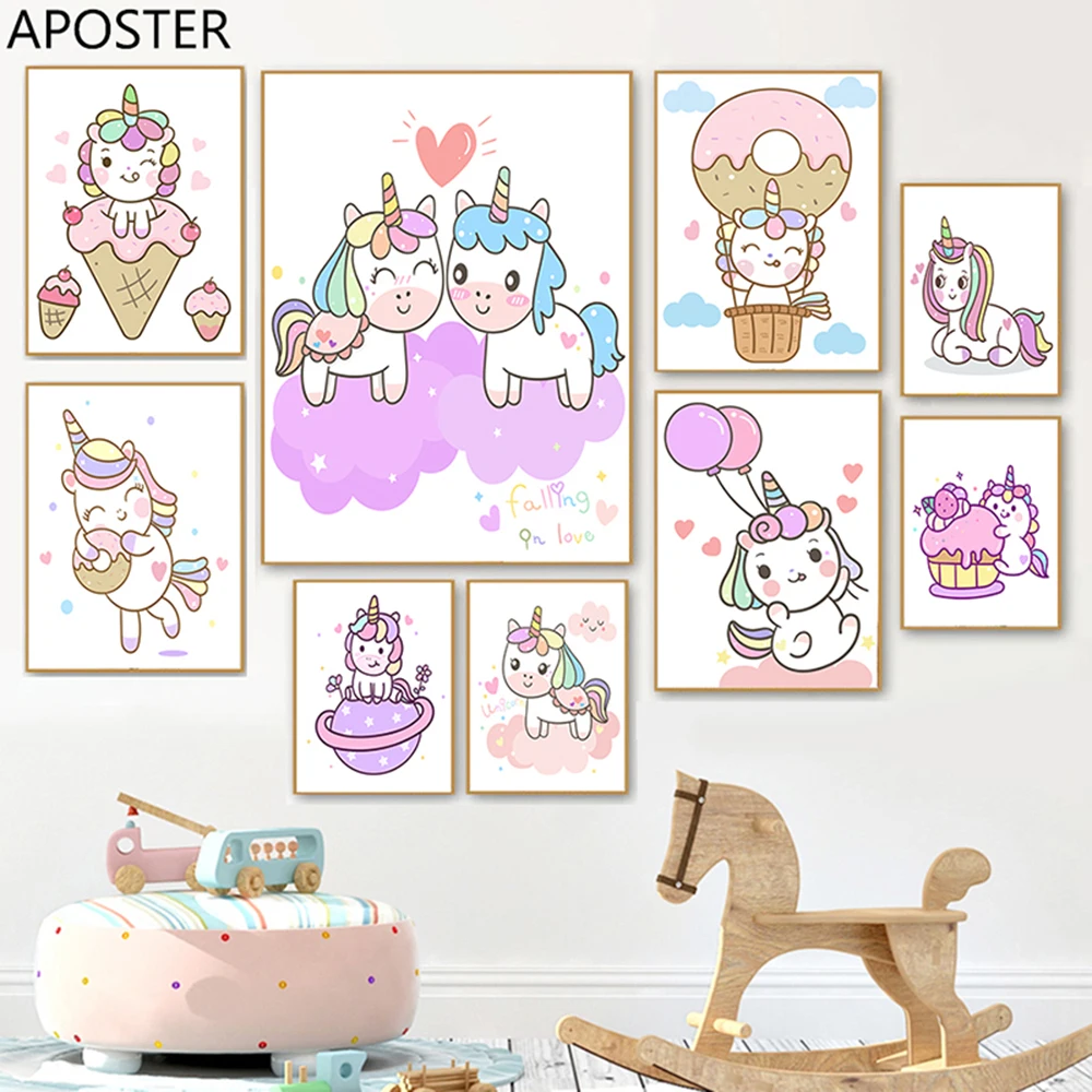 Постер с единорогом Современная Картина на холсте Скандинавское украшение