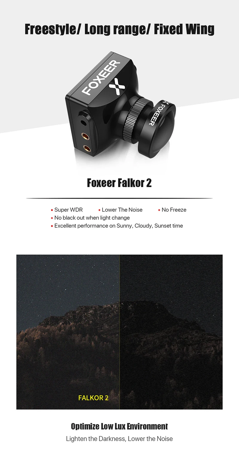 Новое поступление Foxeer Falkor 2 FPV камера Фристайл большой диапазон 1200TVL CMOS 1/3 4:3 16:9 PAL/NTSC переключаемый G-WDR для Fpv Rc Дрон