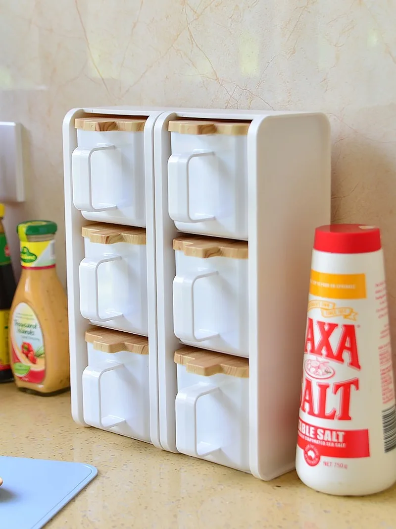 Коробка для приправ пластиковая бутылка соли перца порошка кухонная хранения