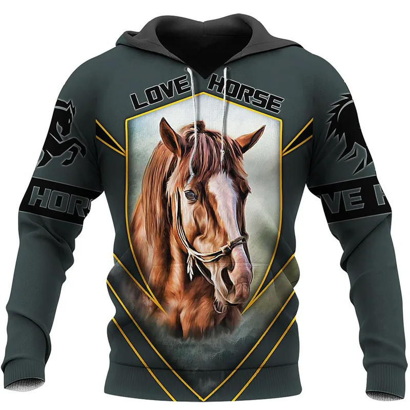 

3D Horse All Over Printed Hoodies Men Women Casual Sweatshirt Autumn Winter Fashion Jackets Z08