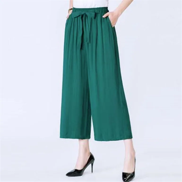 Женские летние тонкие брюки клеш с высокой талией и широкими штанинами|Брюки| |