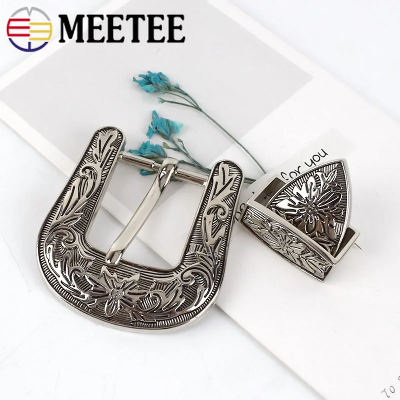 Meetee 1 комплект (3 шт.) 26 мм пряжка для ремня винтажный узор пряжки из сплава женщин и