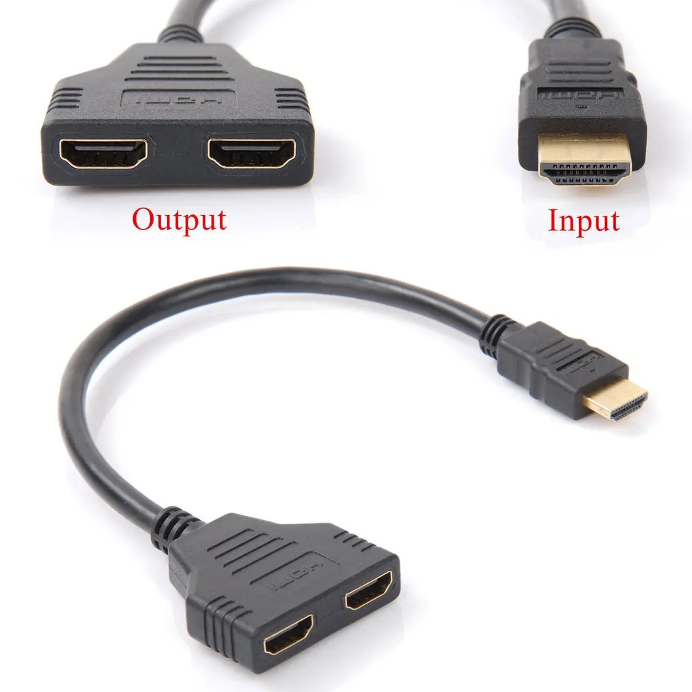 1 в 2 Выход HDMI-совместимый конвертер подключение кабеля шнур двойных порта Y
