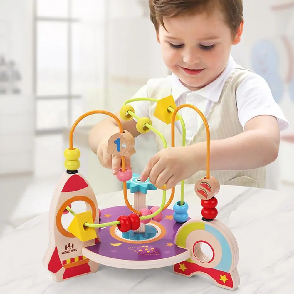 

Детские игрушки Монтессори, деревянные игрушки, лабиринт, круги вокруг бусин, Abacus математические игрушки, головоломка для детей, O6x2