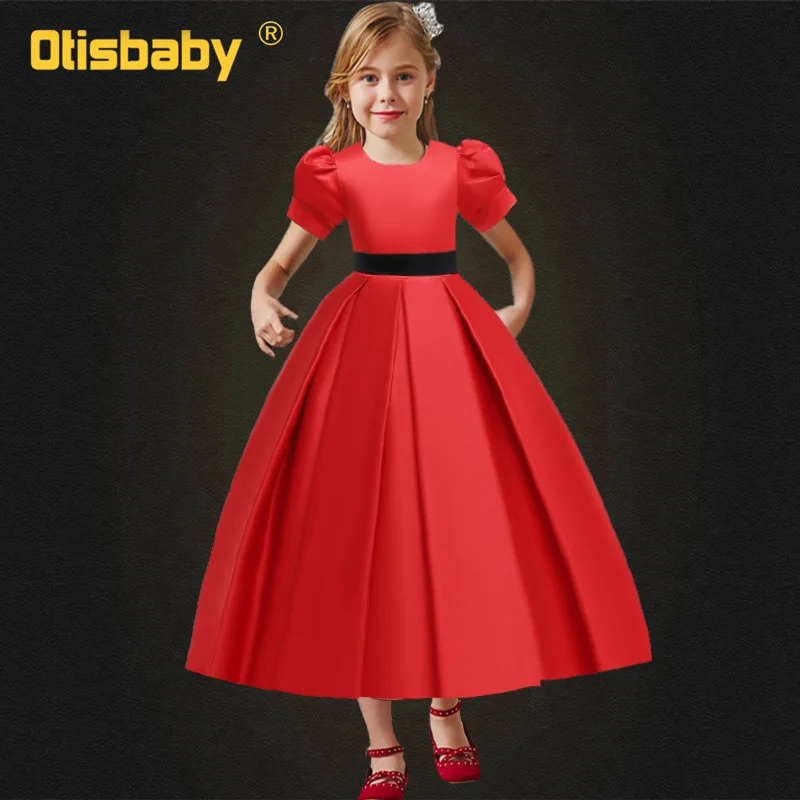 Red Изысканные платья с пышными рукавами для подростков 12, 13, 14 лет, элегантные платья для причастия для девочек, красивое выпускное платье - Цвет: Red