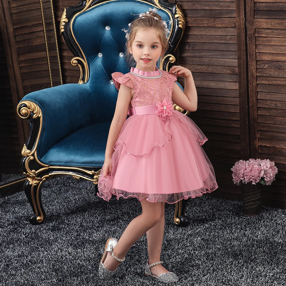 vintage Flower girls dress flare sleeve kids dresses for princess turtlenect Beaded Christmas Ceremony | Детская одежда и обувь